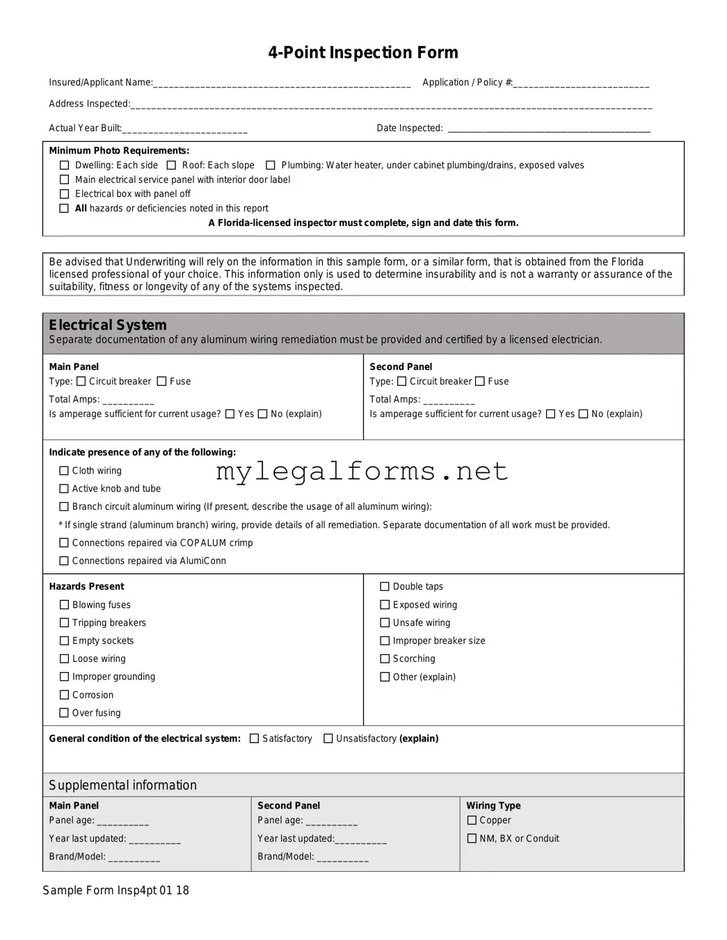 4 Point Inspection Template