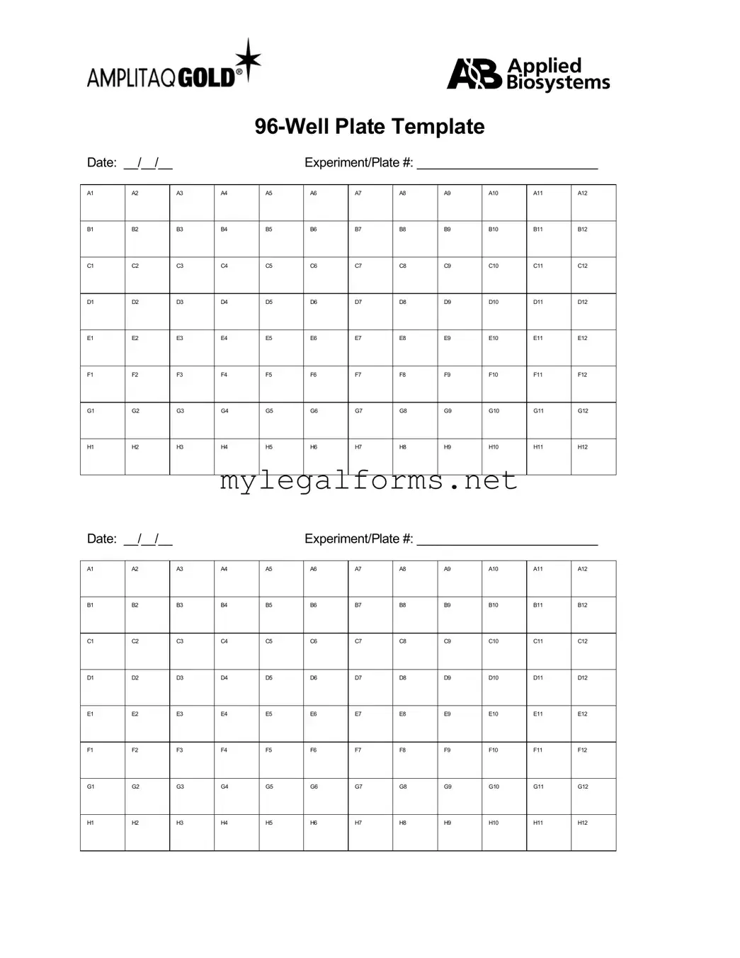 96 Well Template