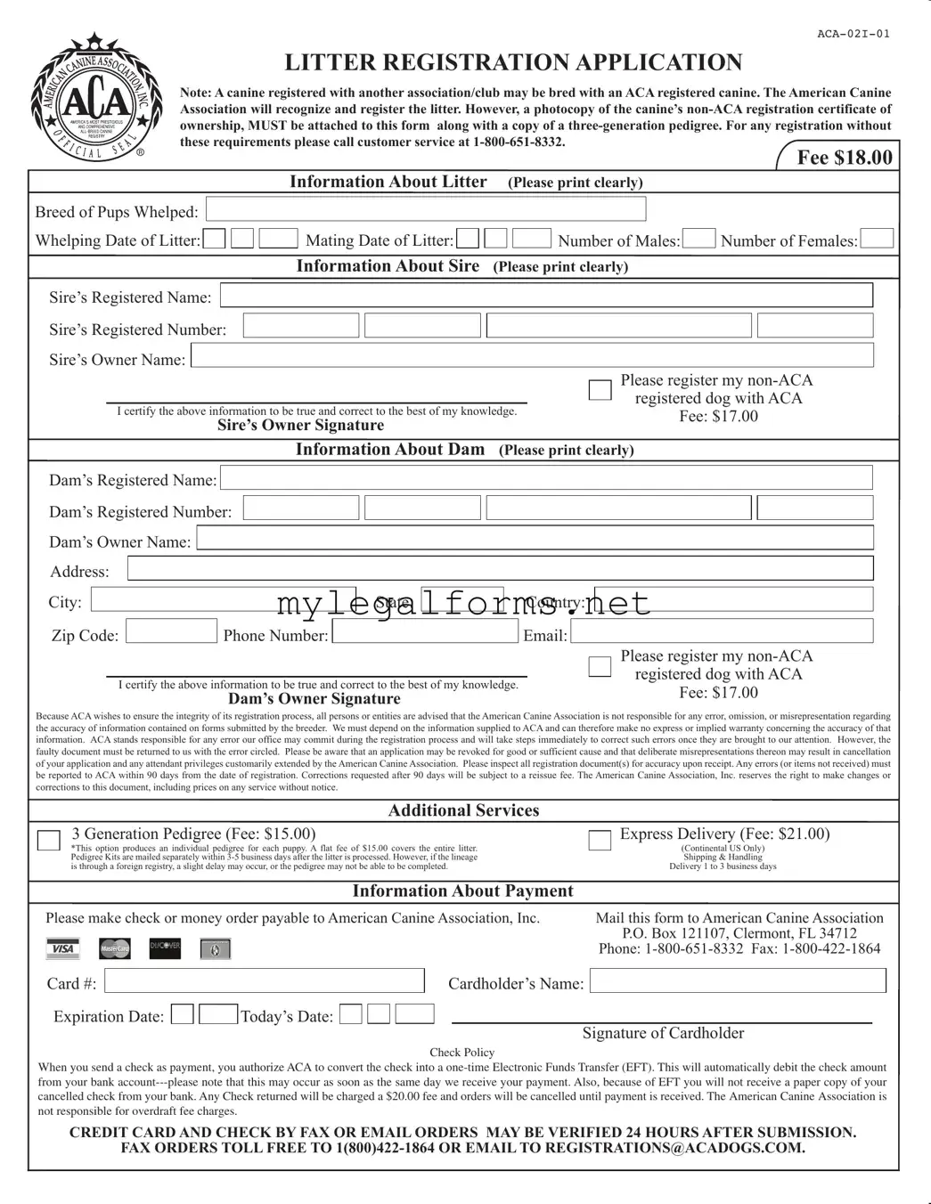 Aca Litter Registration Template