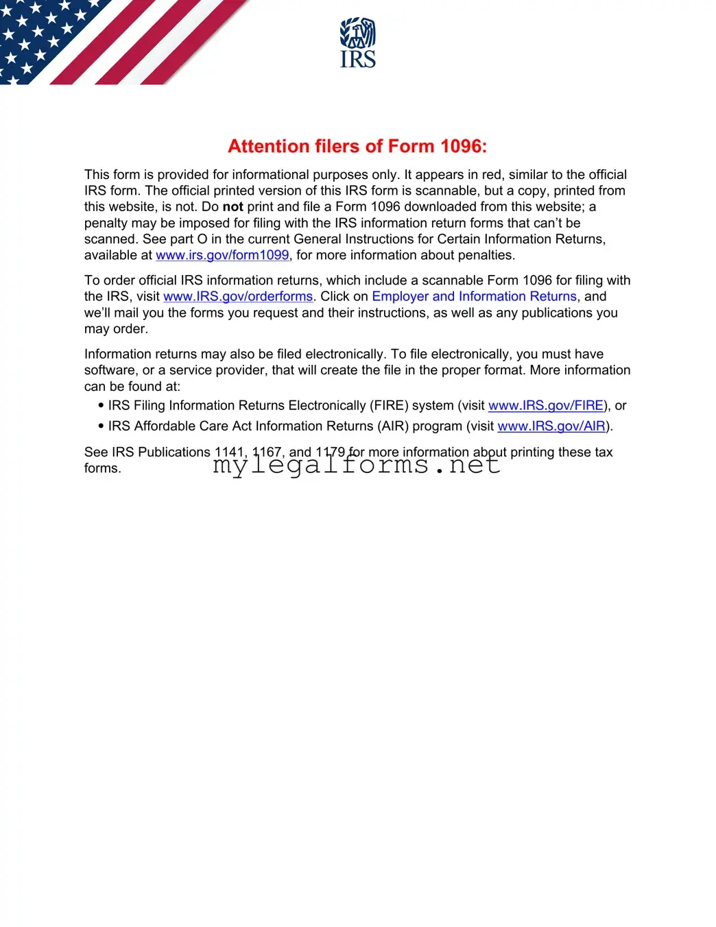IRS 1096 Template