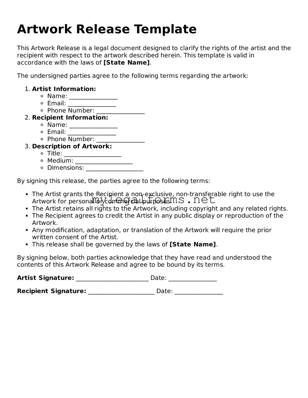 Attorney-Approved Artwork Release Form