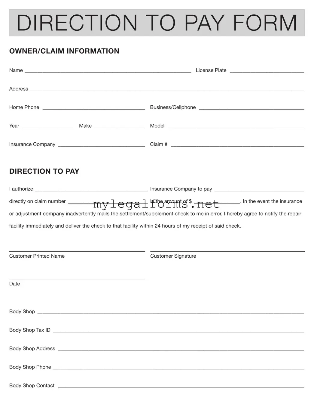 Authorization And Direction Pay Template