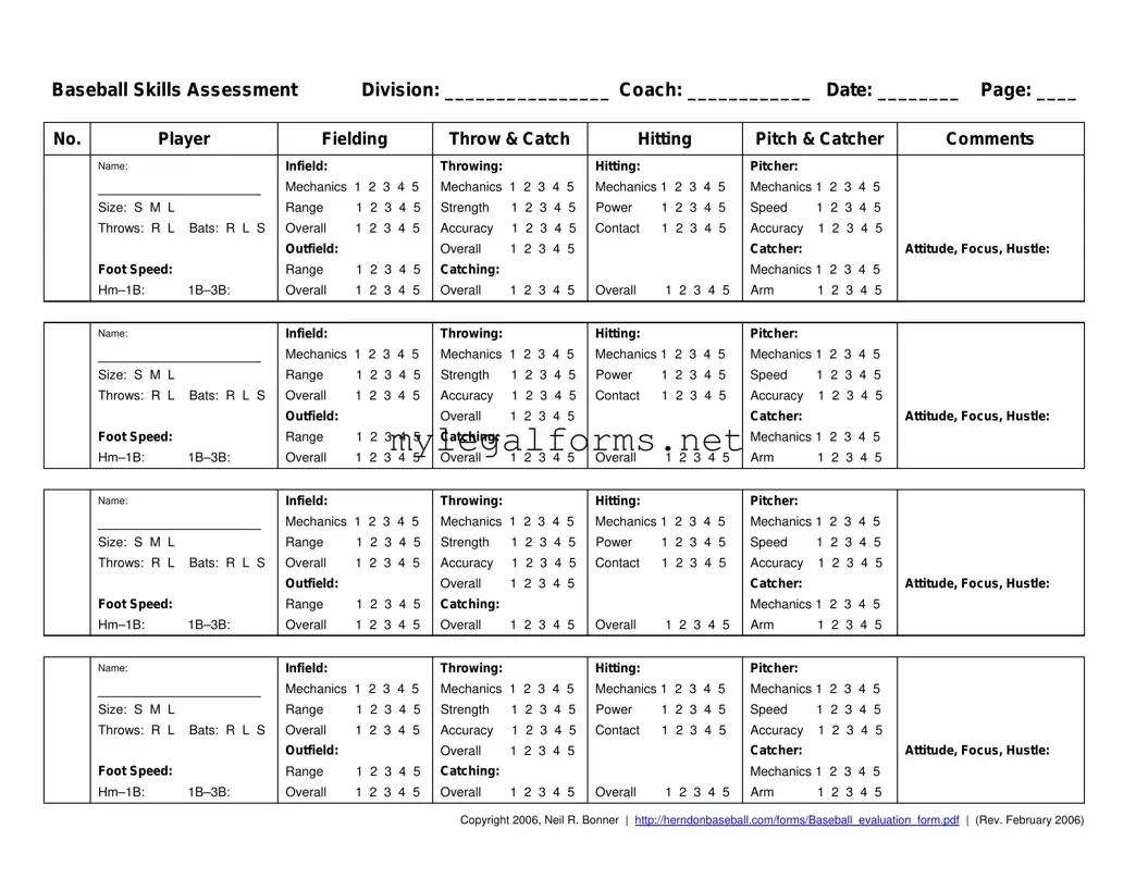 Baseball Assessment Template