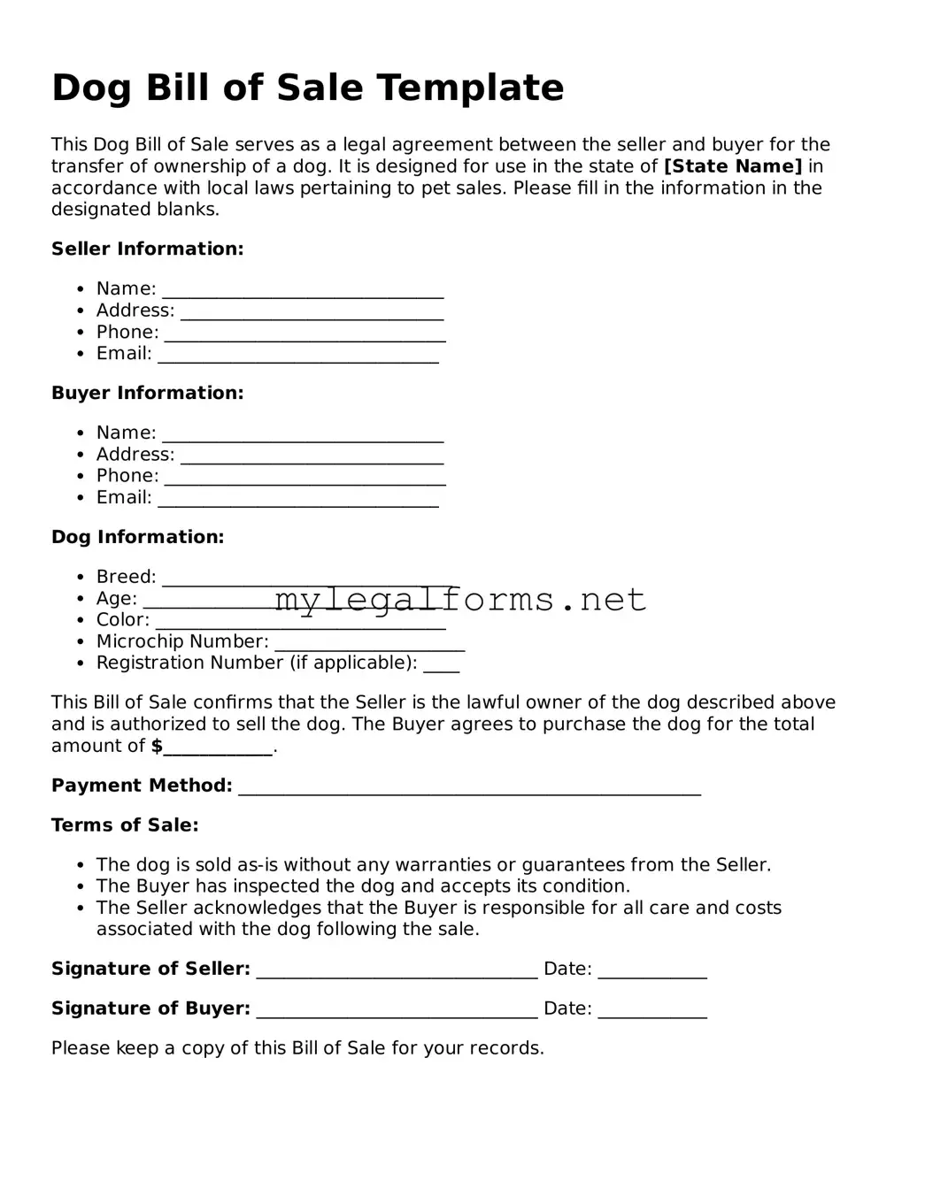Attorney-Approved Dog Bill of Sale Form