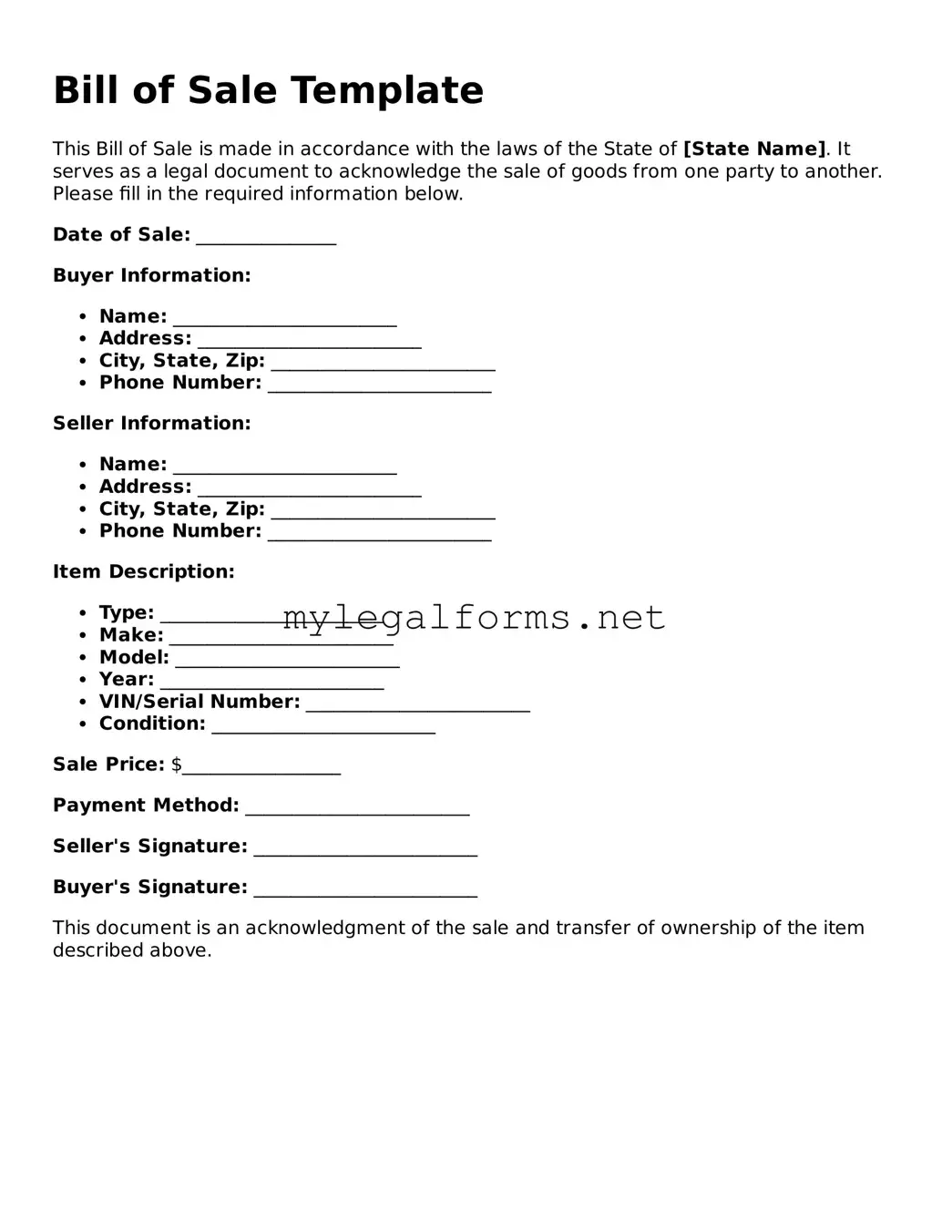Attorney-Approved Bill of Sale Form