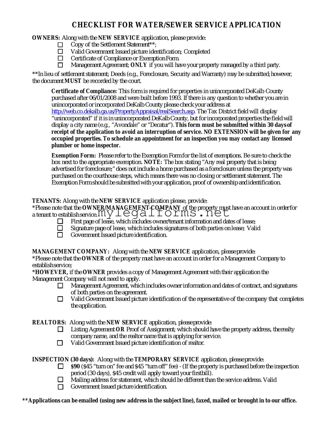 Dekalb County Water Application Template