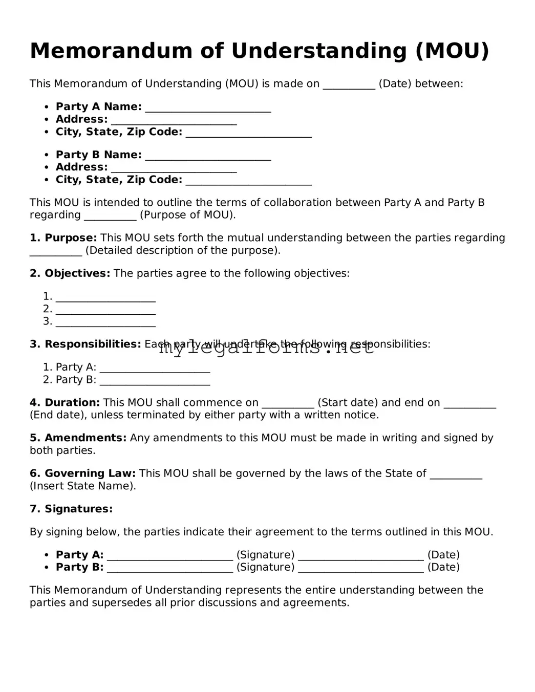 Attorney-Approved Memorandum of Understanding Form