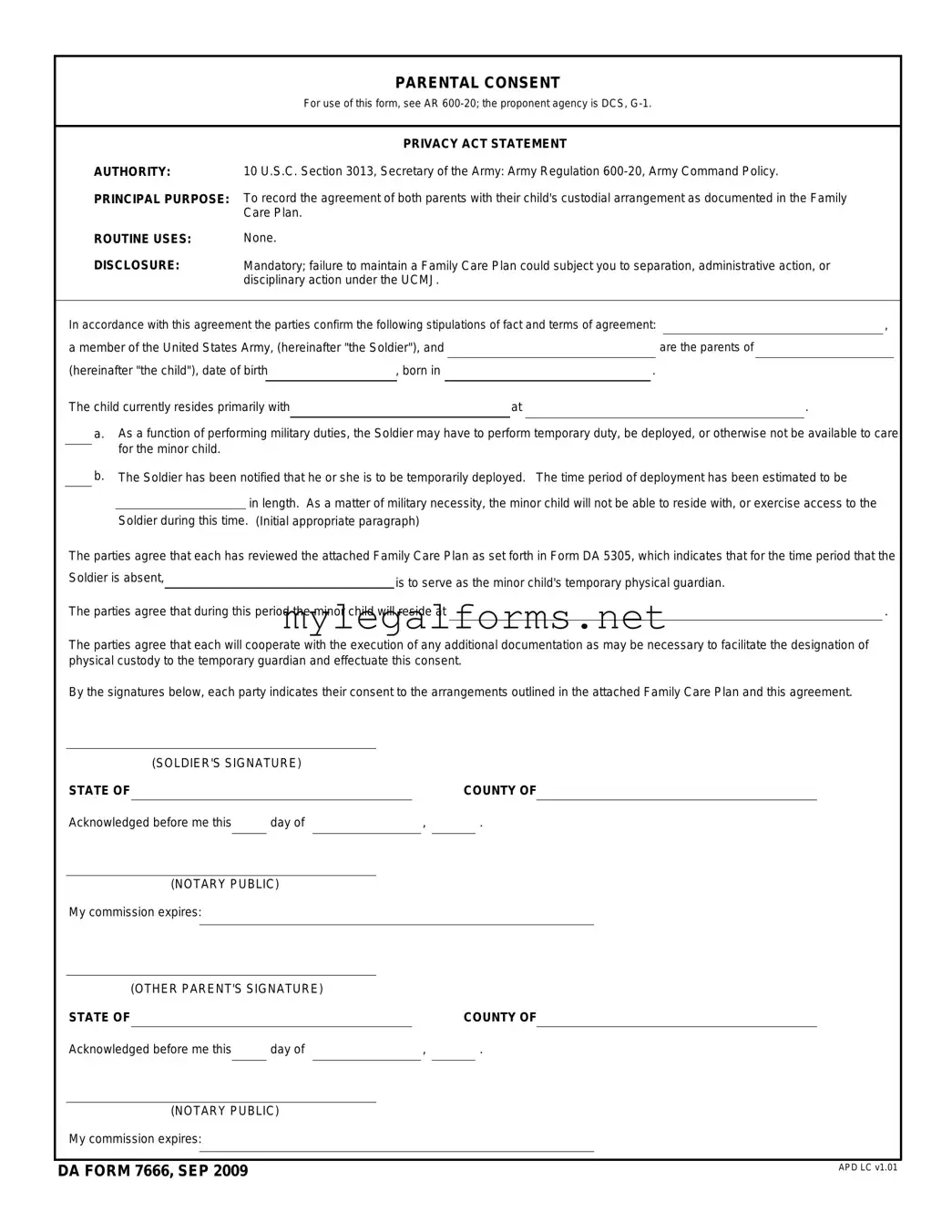 DA 7666 Template