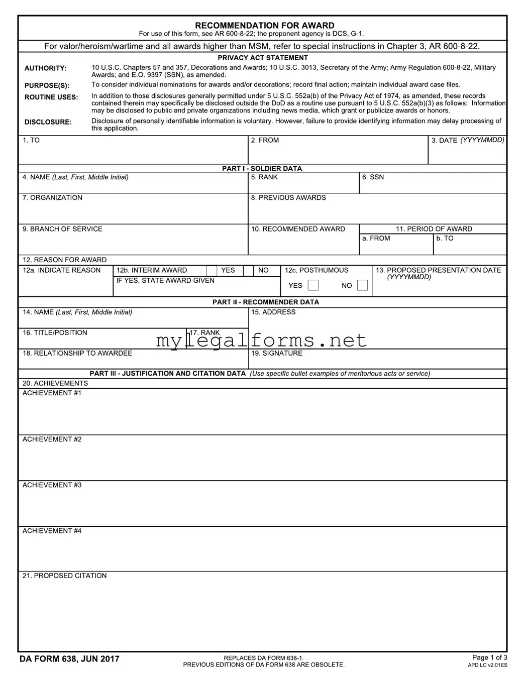 Da 638 Template