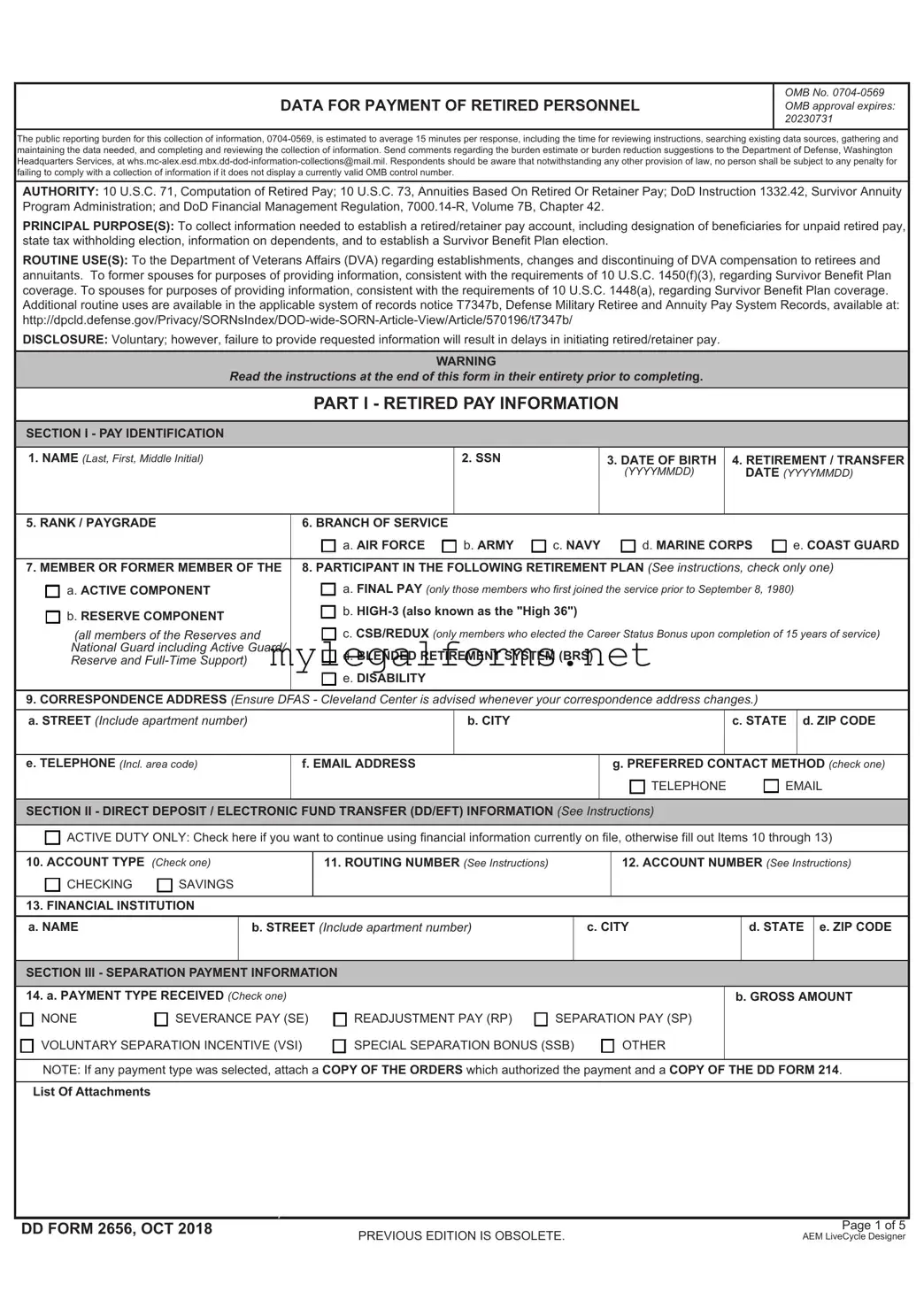 DD 2656 Template