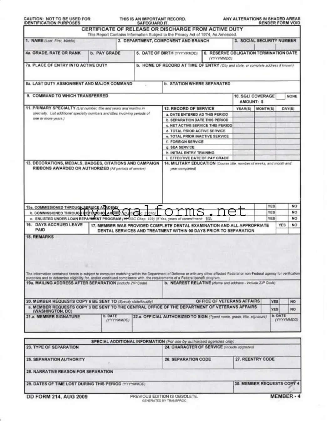 Dd 214 Template