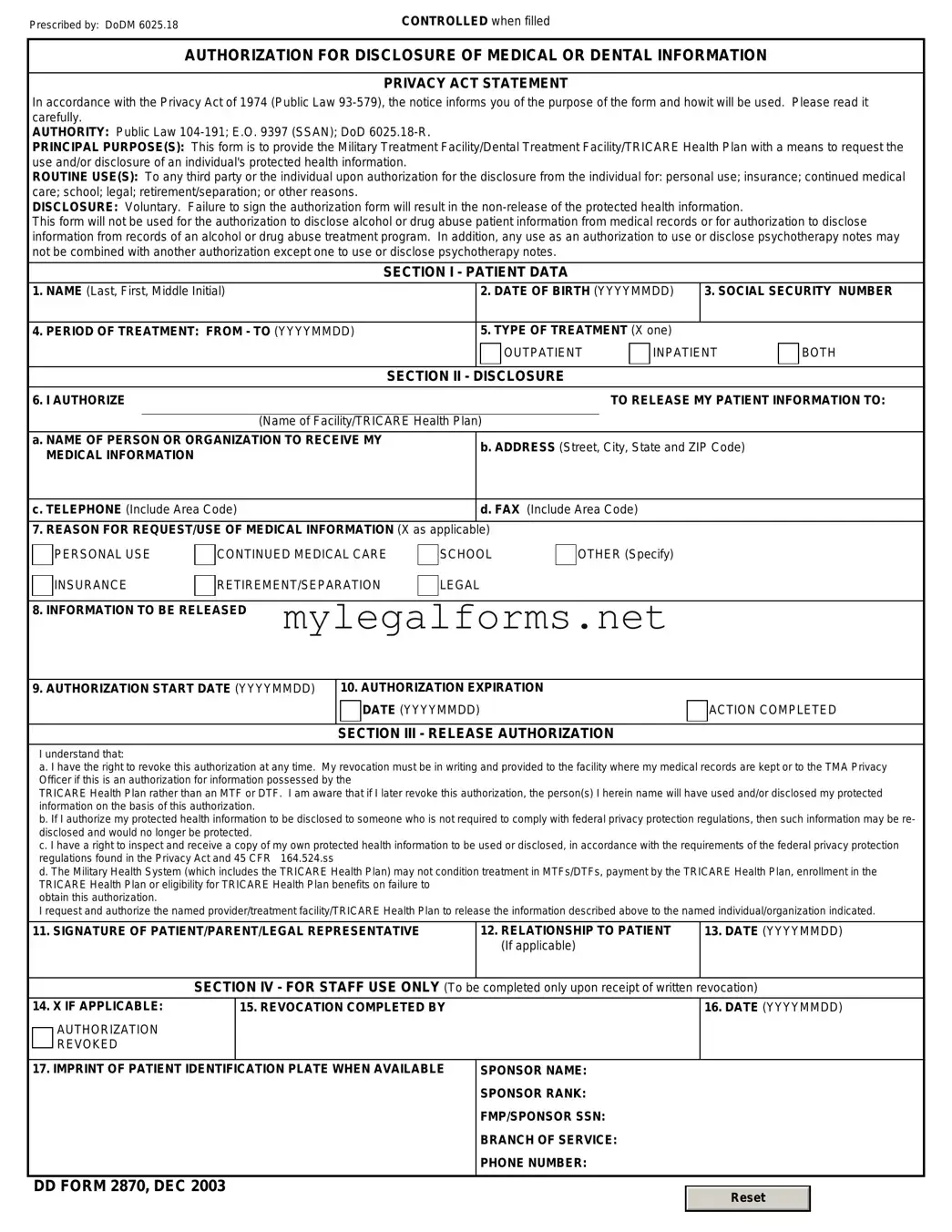 DD 2870 Template