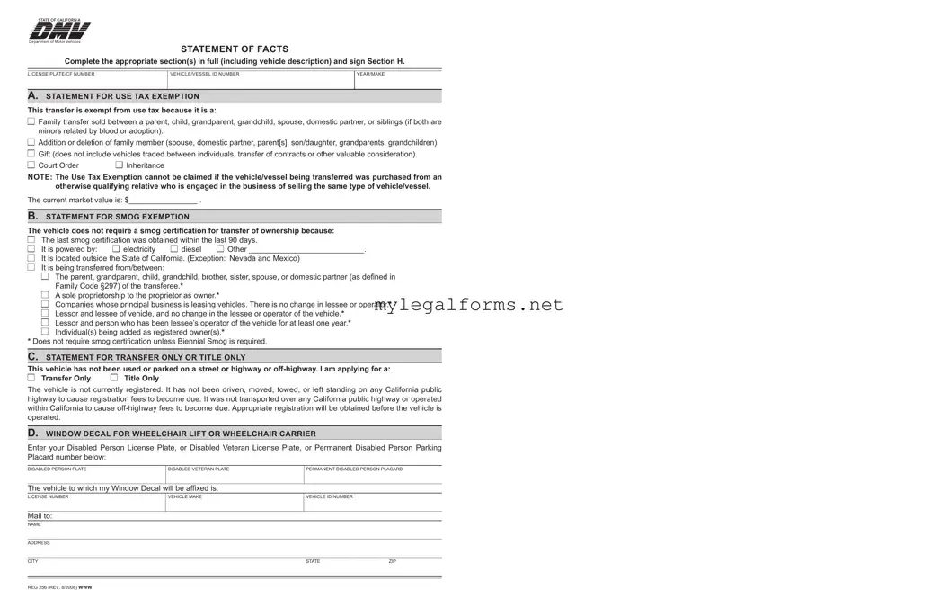 Dmv Reg 256 Template