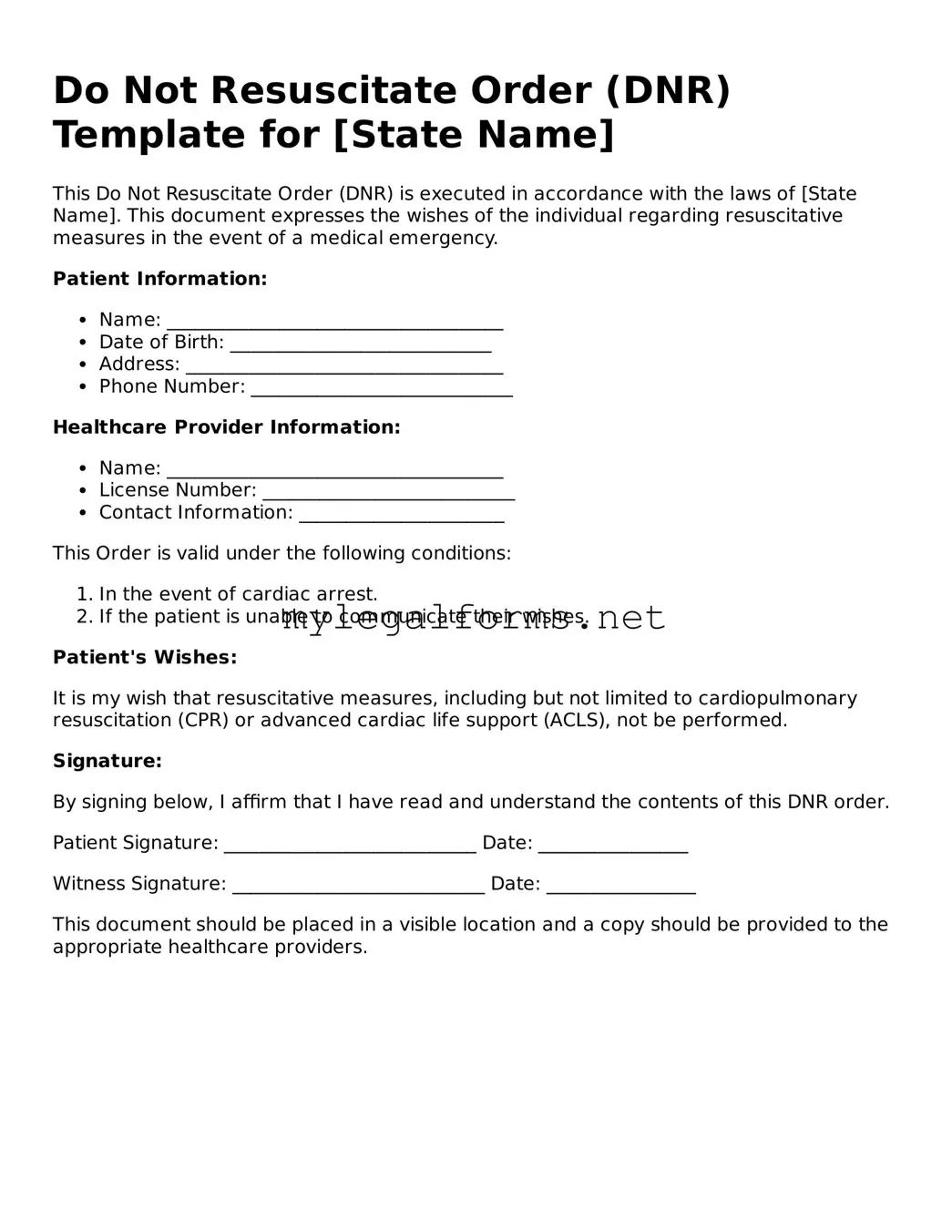Attorney-Approved Do Not Resuscitate Order Form