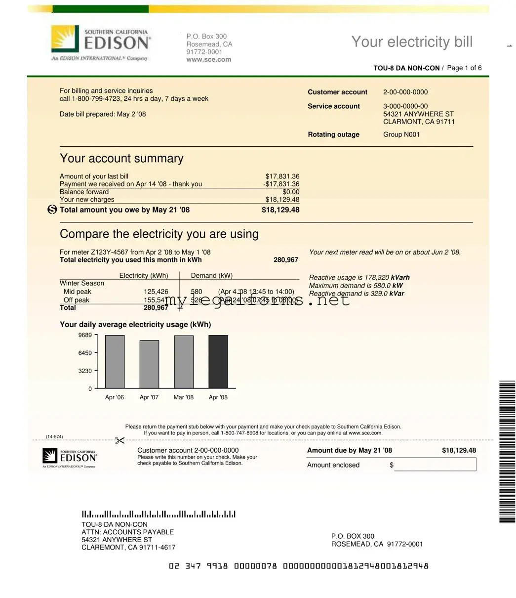 Edison Electricity Bill Template