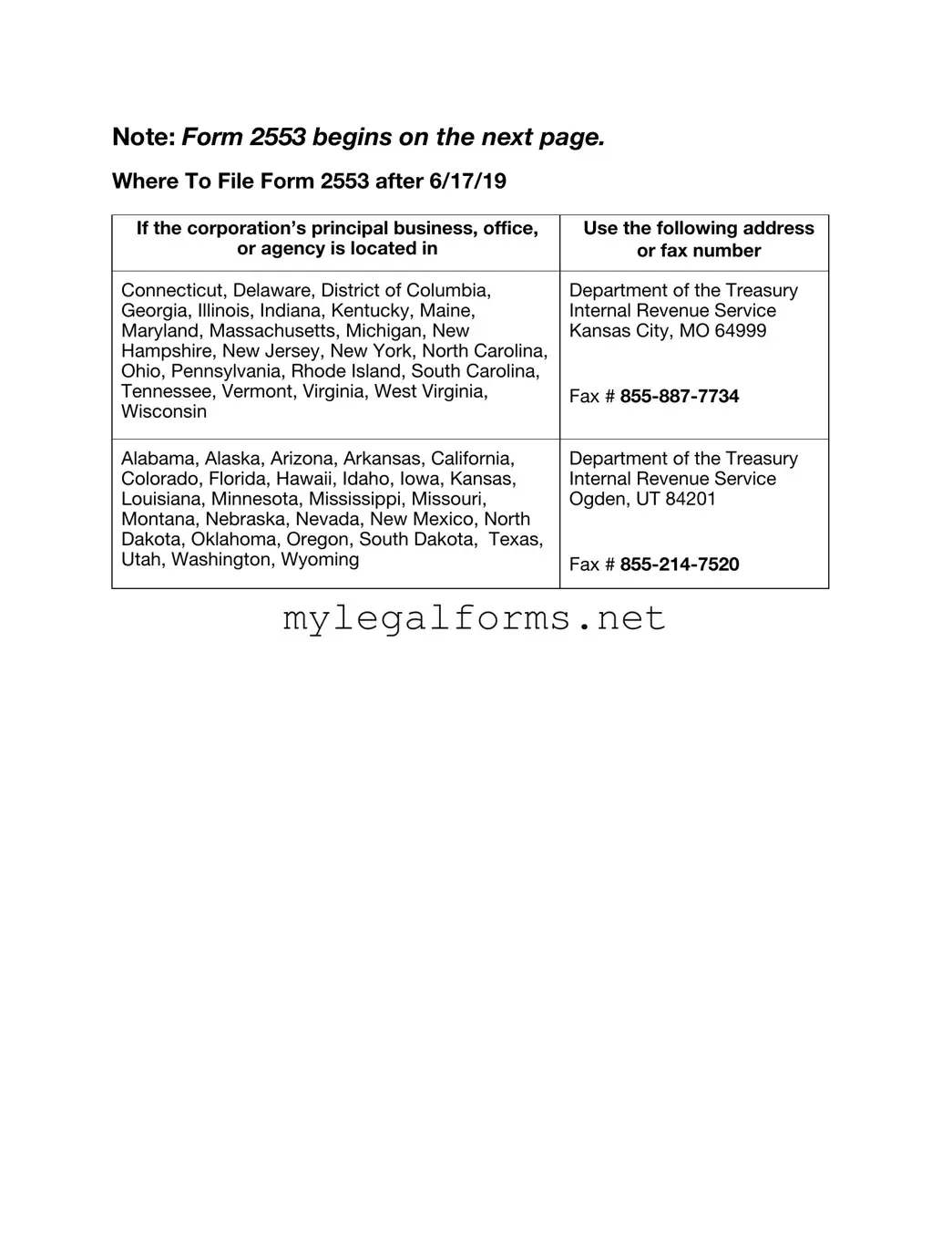 IRS 2553 Template