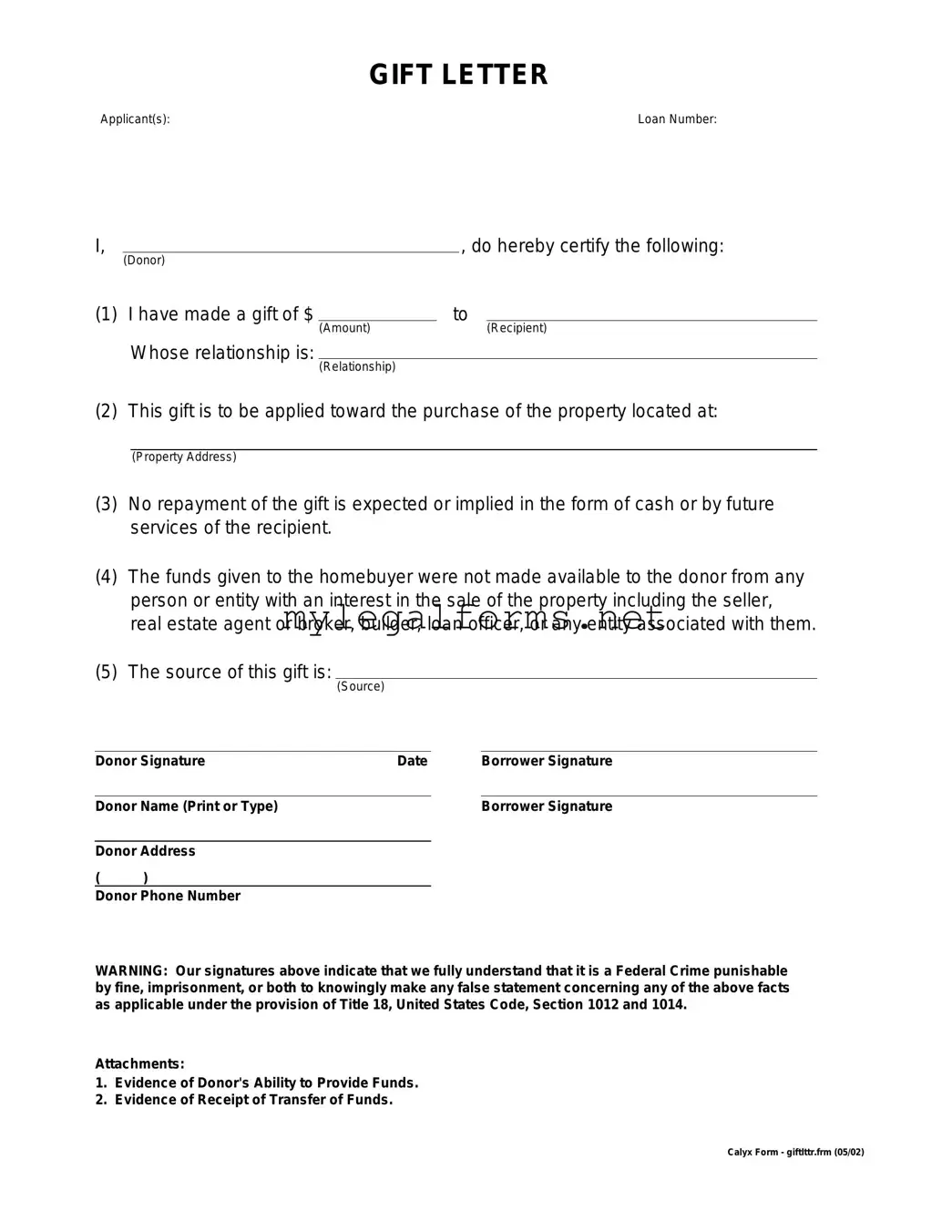 Gift Letter Template