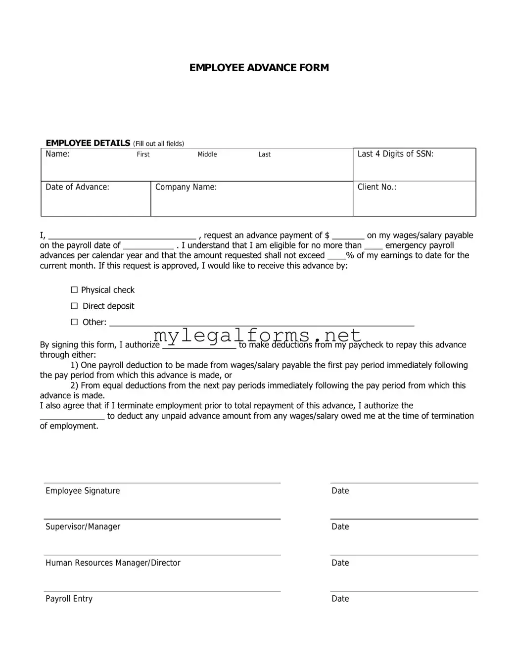 Employee Advance Template
