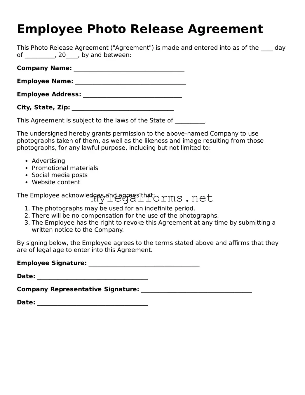 Attorney-Approved Employee Photo Release Form