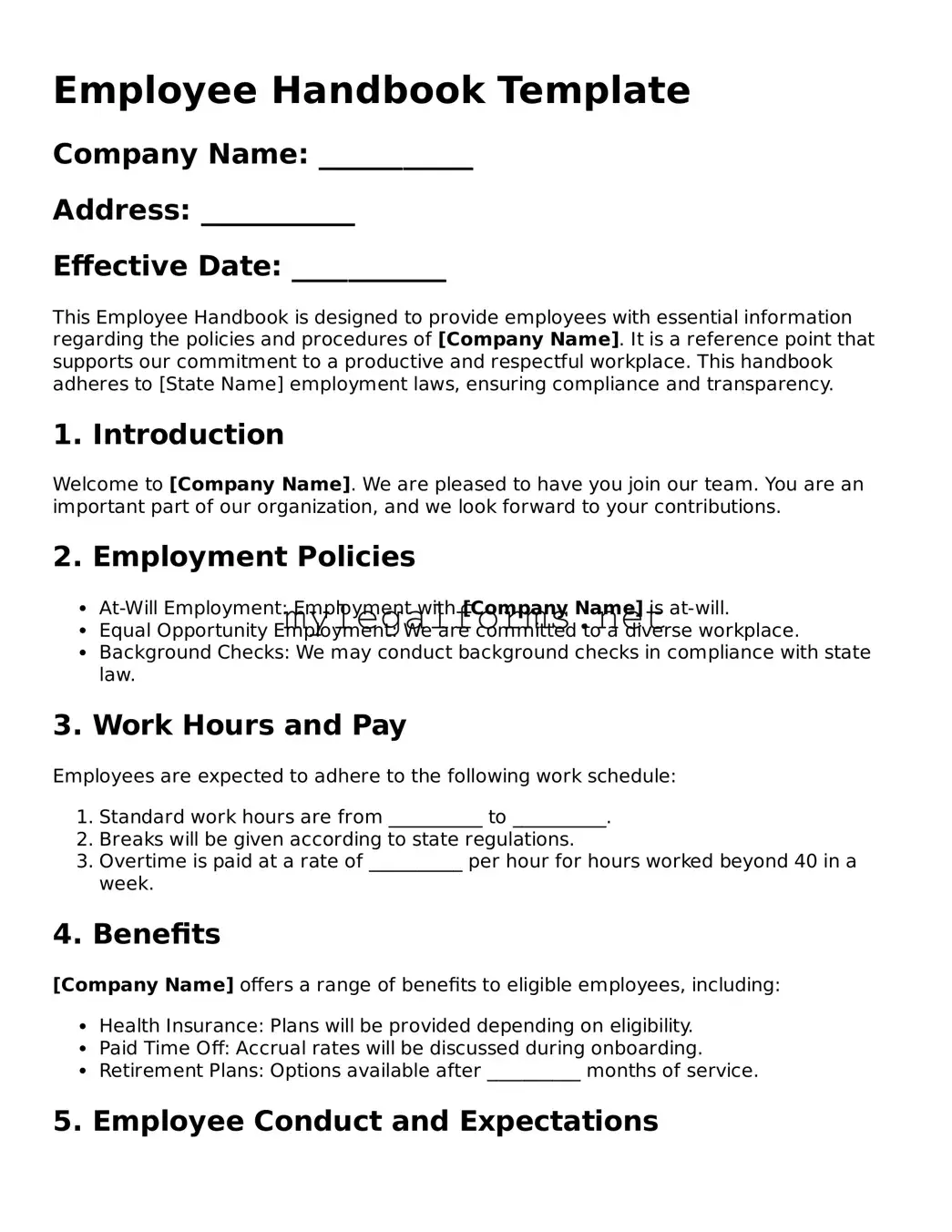 Attorney-Approved Employee Handbook Form