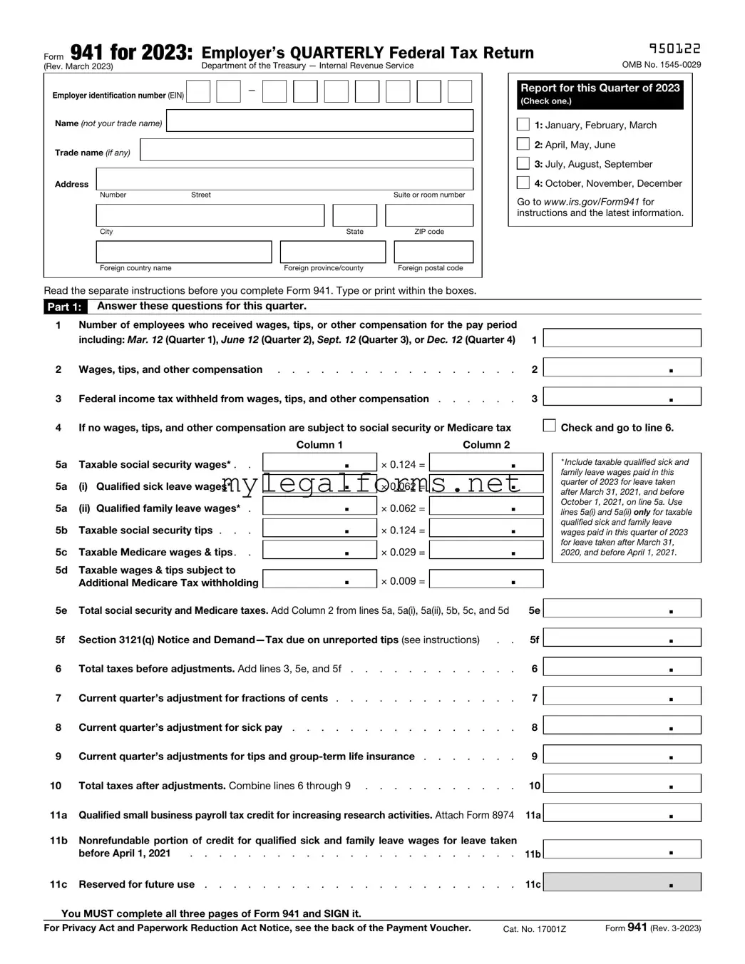 IRS 941 Template