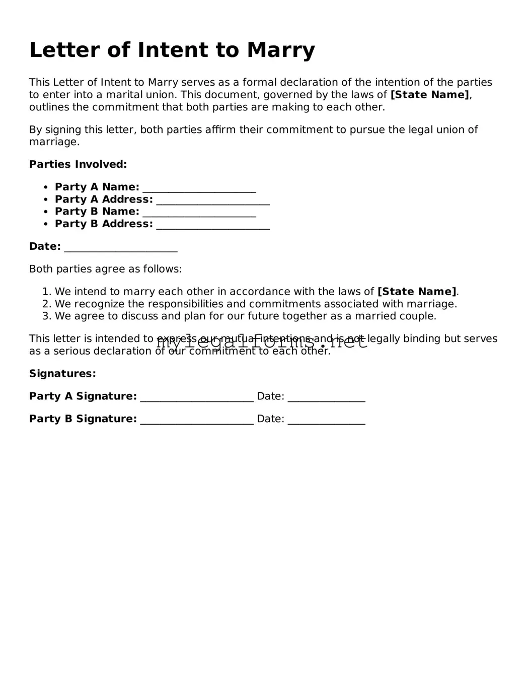 Attorney-Approved Letter of Intent to Marry Form