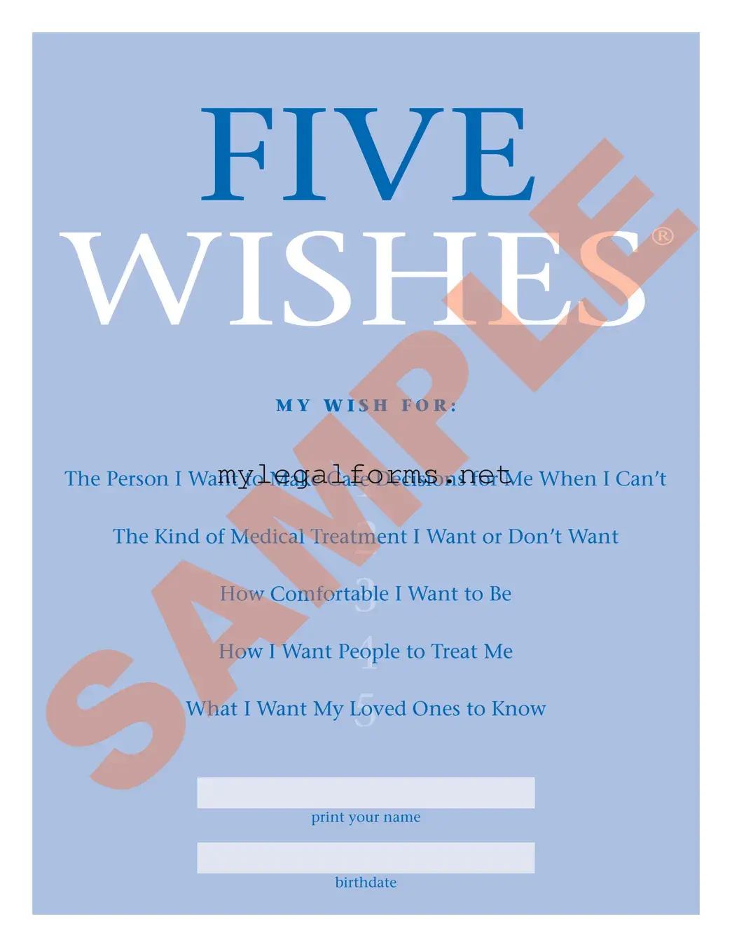 5 Wishes Document Template