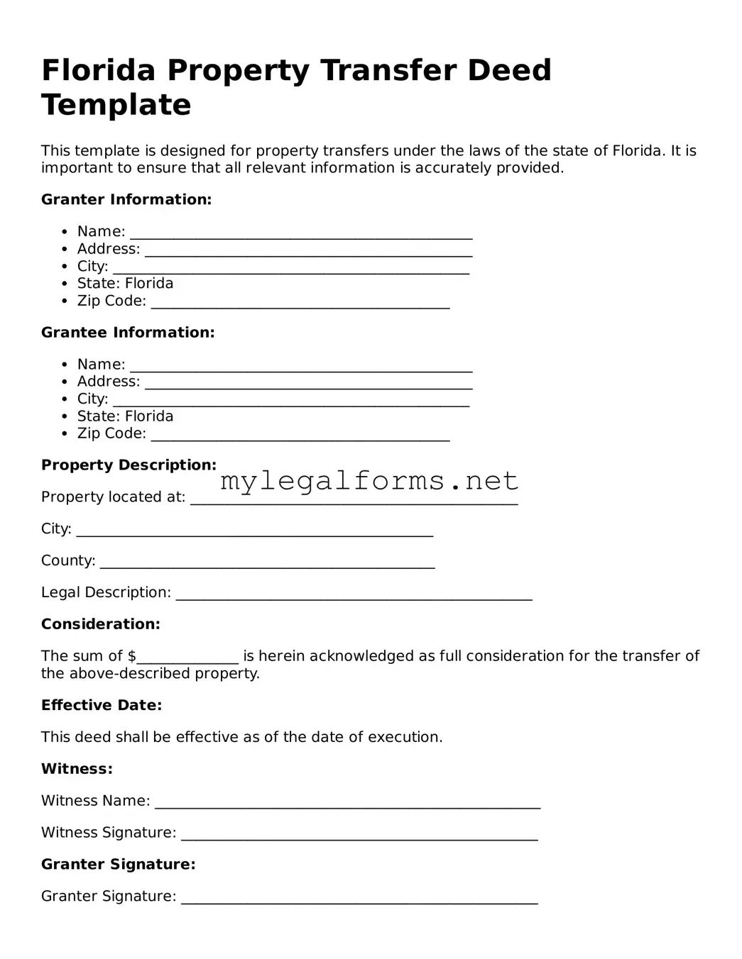 Deed Document for Florida State