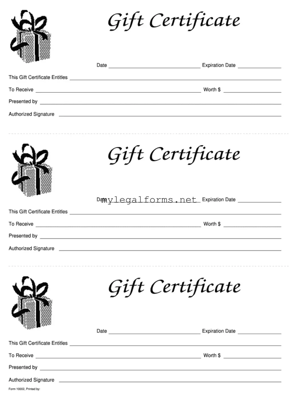 Gift Certificate Template