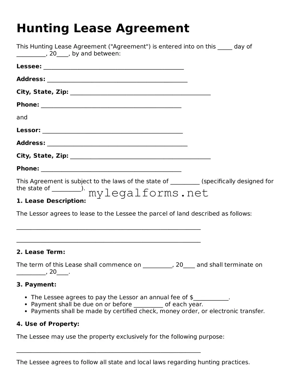Attorney-Approved Hunting Lease Agreement Form