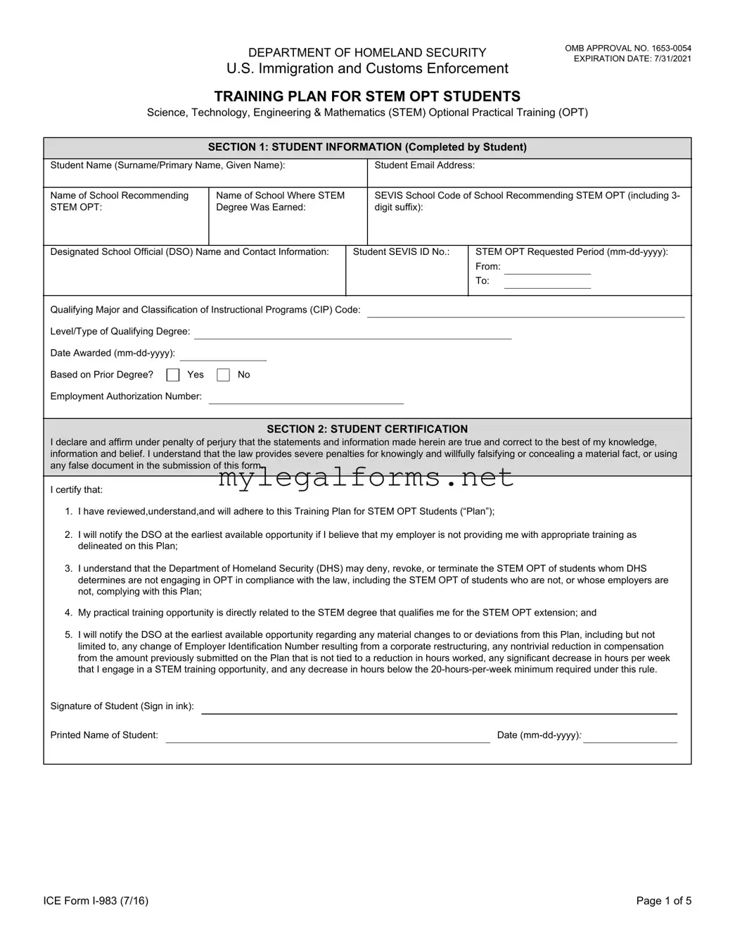 ICE I-983 Template