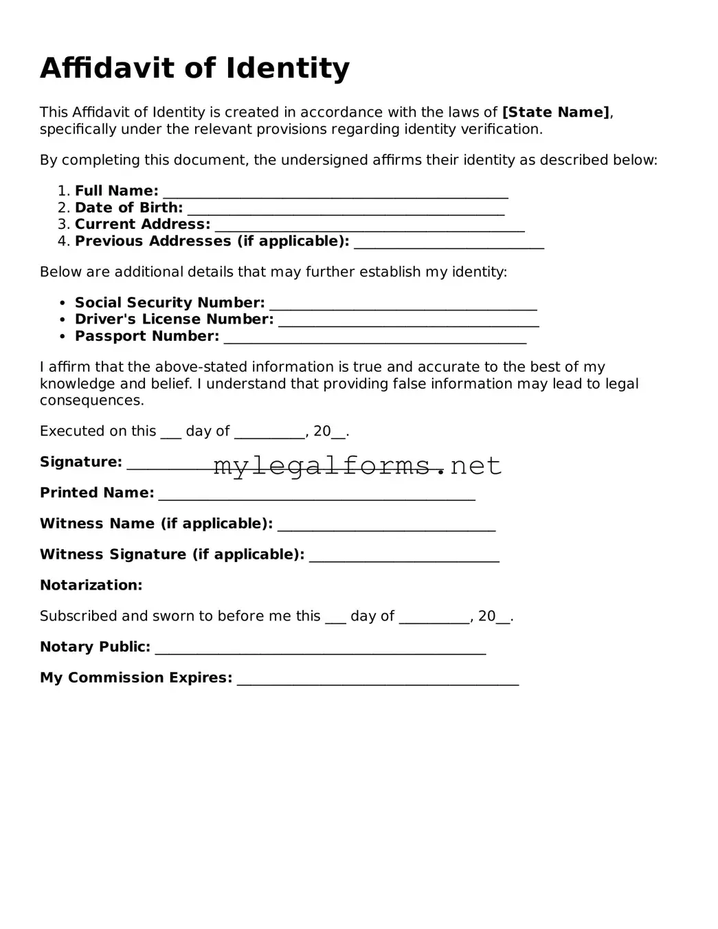 Attorney-Approved Affidavit of Identity Form