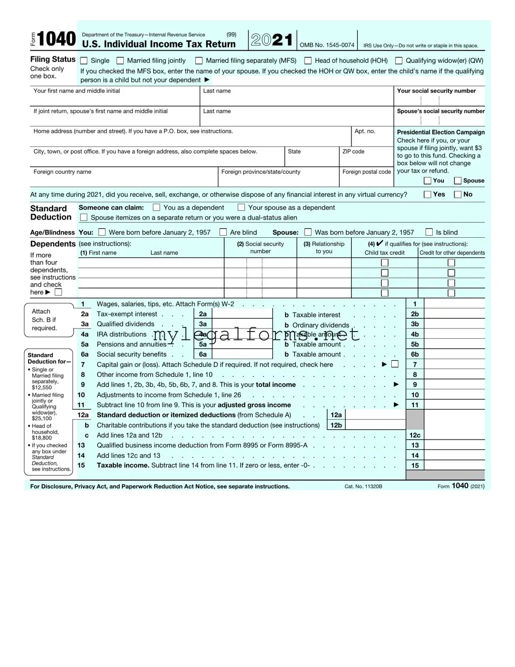 IRS 1040 Template
