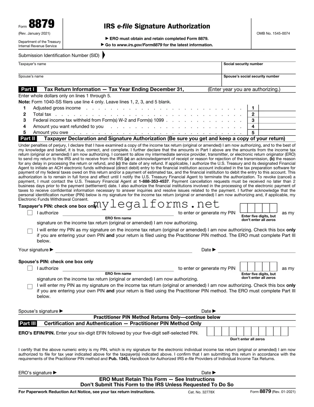 IRS 8879 Template