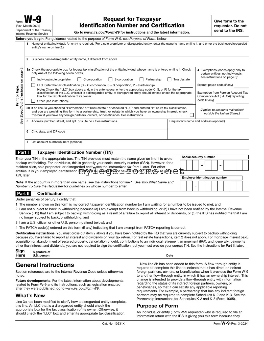 IRS W-9 Template