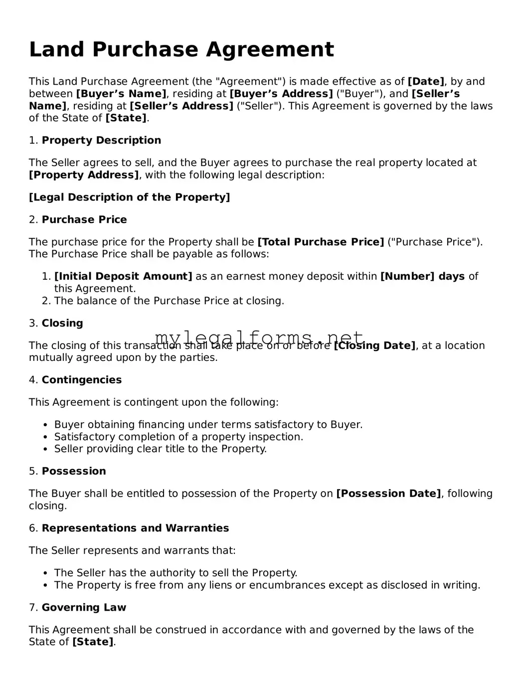 Attorney-Approved Land Purchase Agreement Form