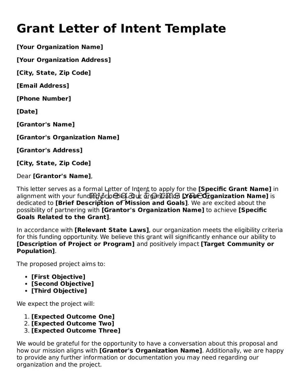 Attorney-Approved Grant Letter of Intent Form