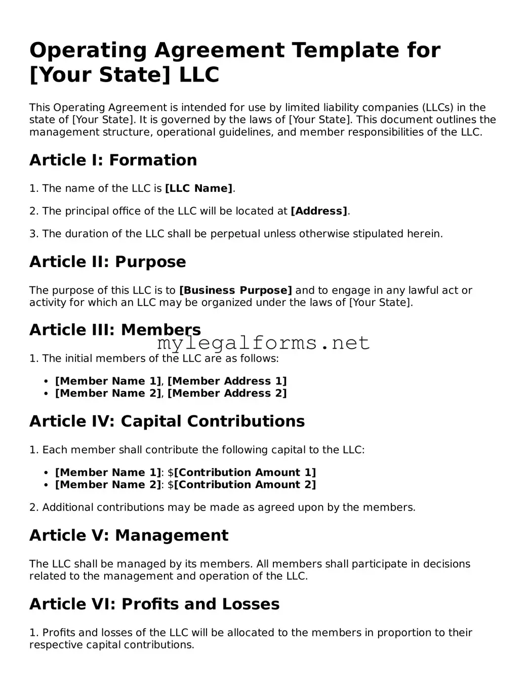 Attorney-Approved Operating Agreement Form