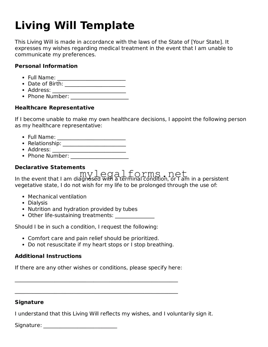 Attorney-Approved Living Will Form