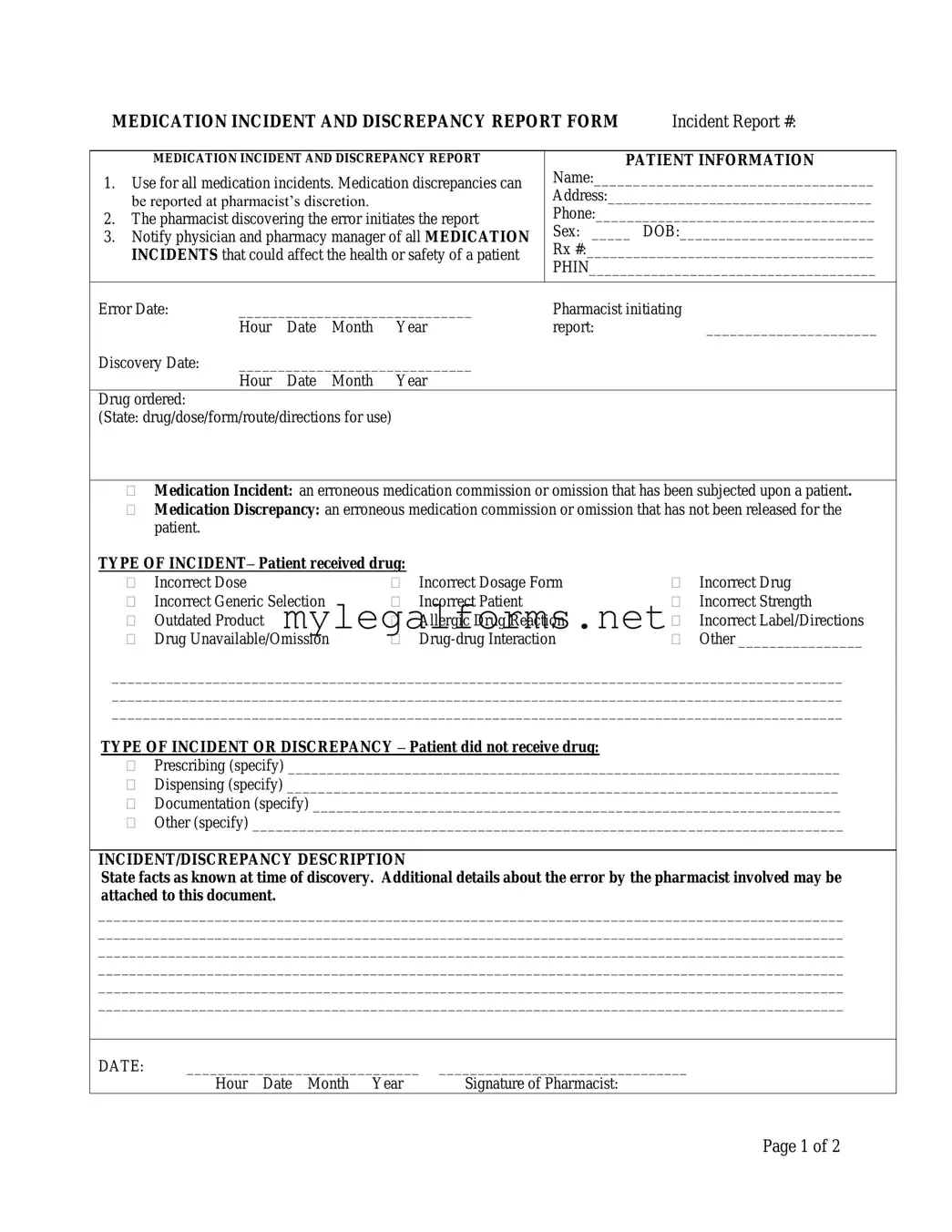 Medication Error Template