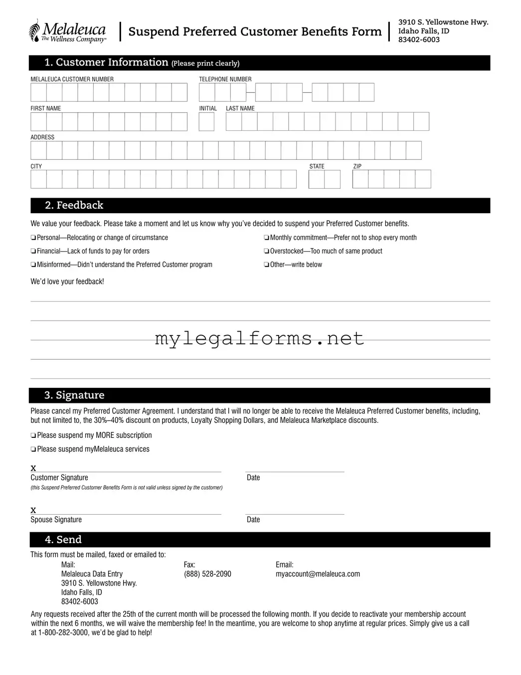 Melaleuca Cancellation Template