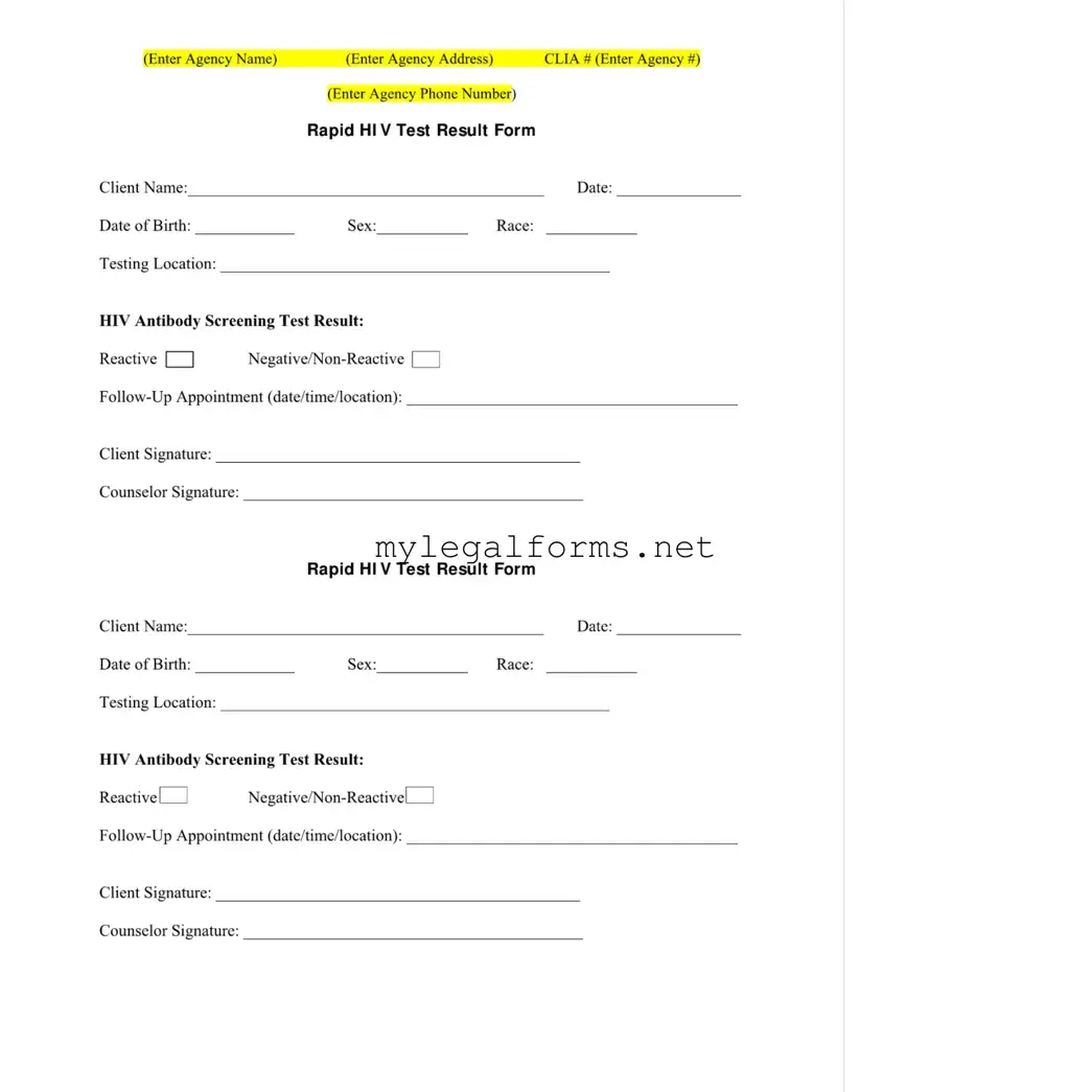 Negative Hiv Test Template