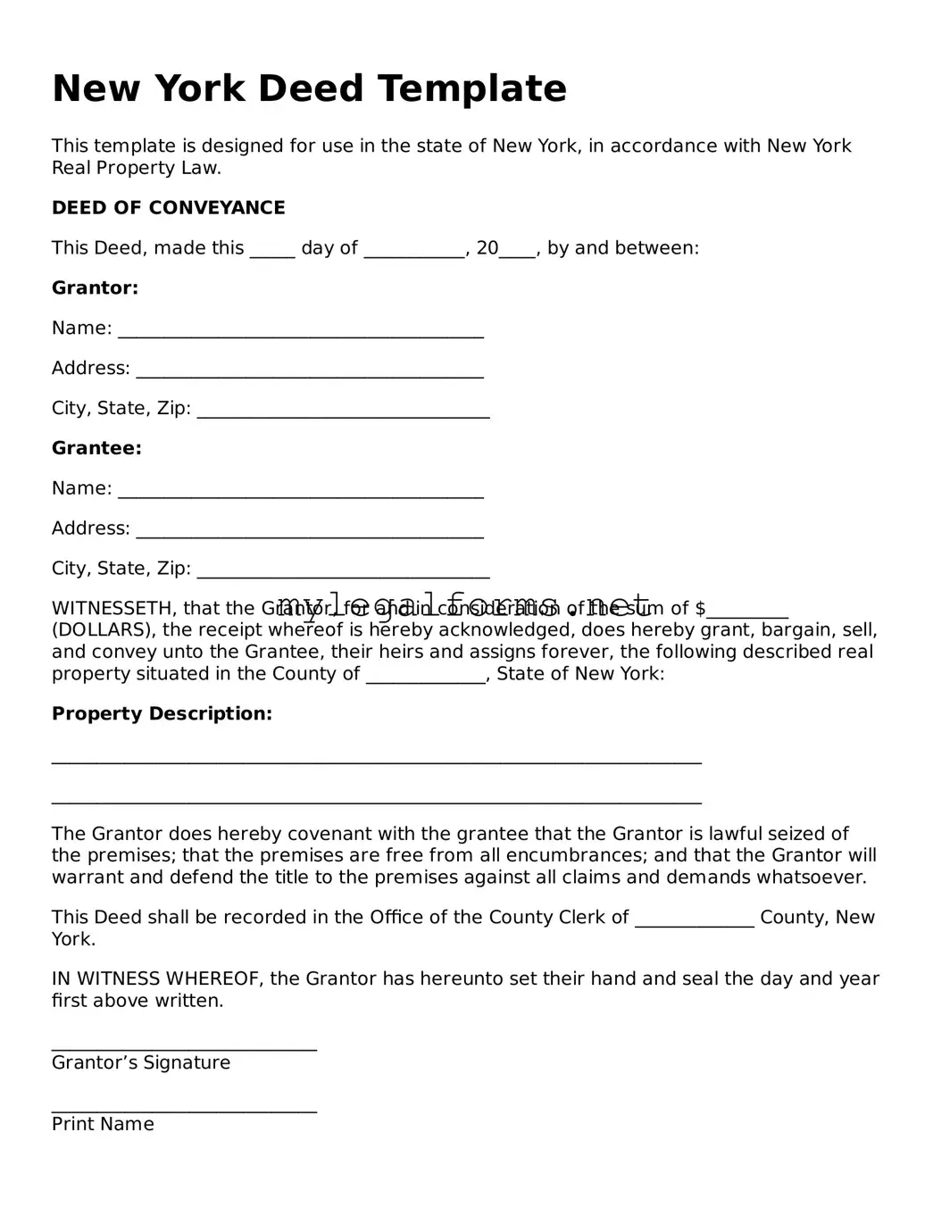 Deed Document for New York State