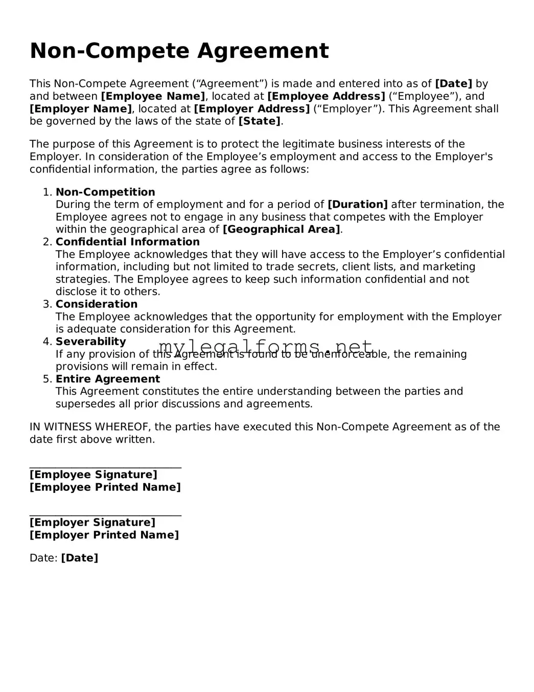 Attorney-Approved Non-compete Agreement Form