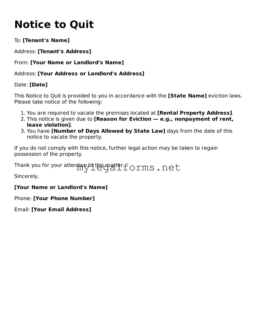 Attorney-Approved Notice to Quit Form
