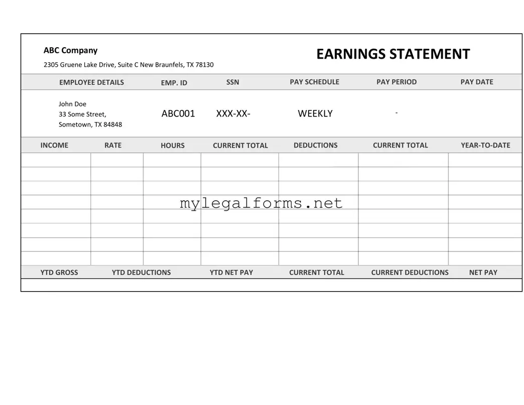 Independent Contractor Pay Stub Template