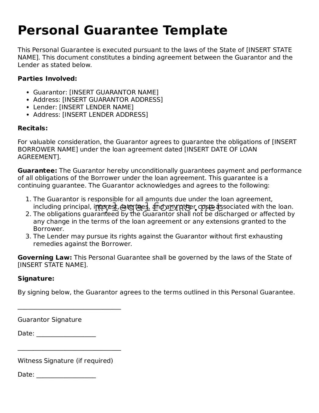 Attorney-Approved Personal Guarantee Form