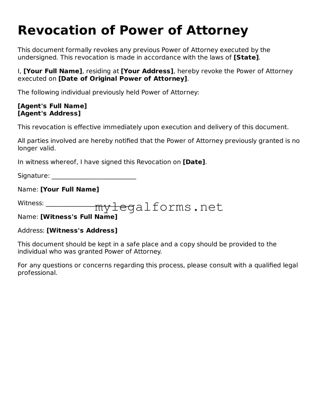 Attorney-Approved Revocation of Power of Attorney Form