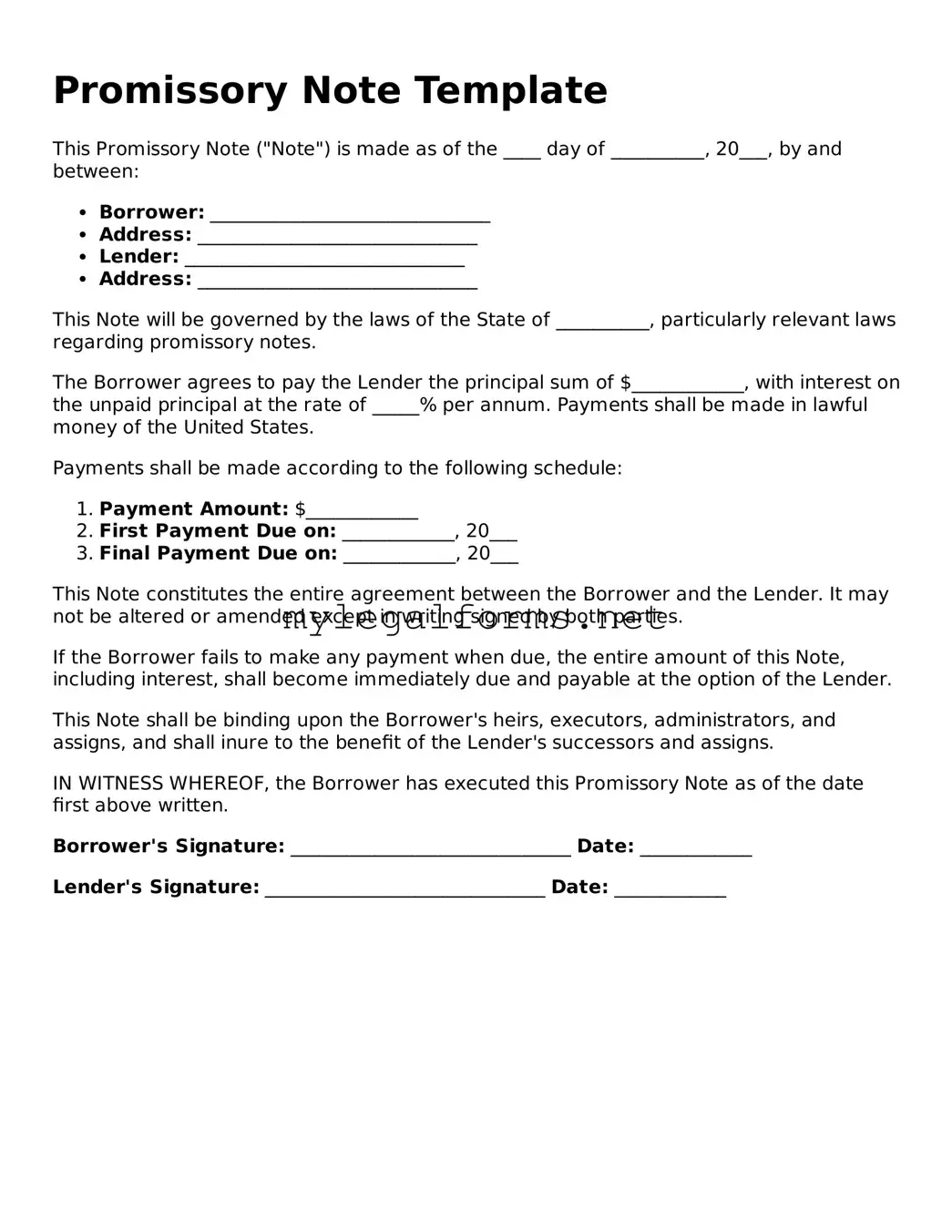 Attorney-Approved Promissory Note Form