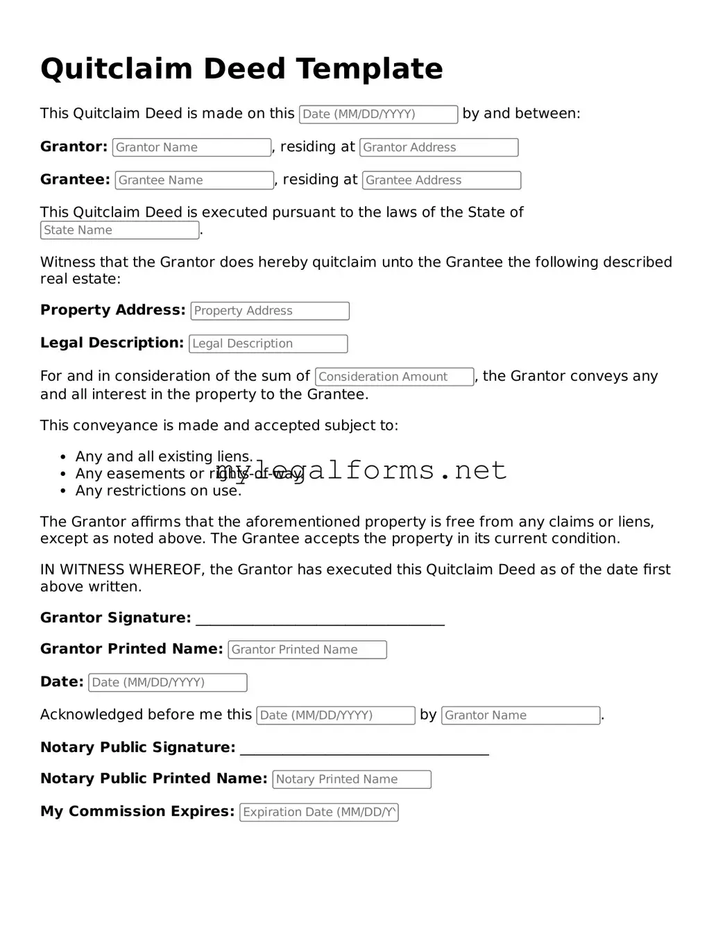 Attorney-Approved Quitclaim Deed Form